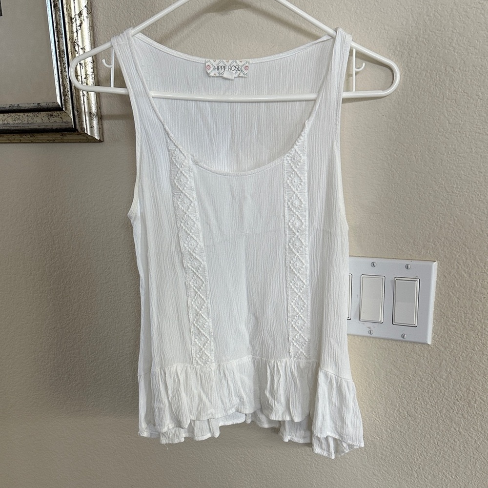 Hippie Rose White Textured Crop Top